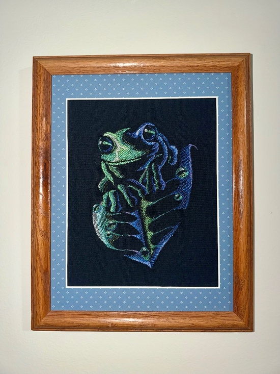Simply Quilted Other - Homemade Frog & Leaf 11X14 Embroidery Art